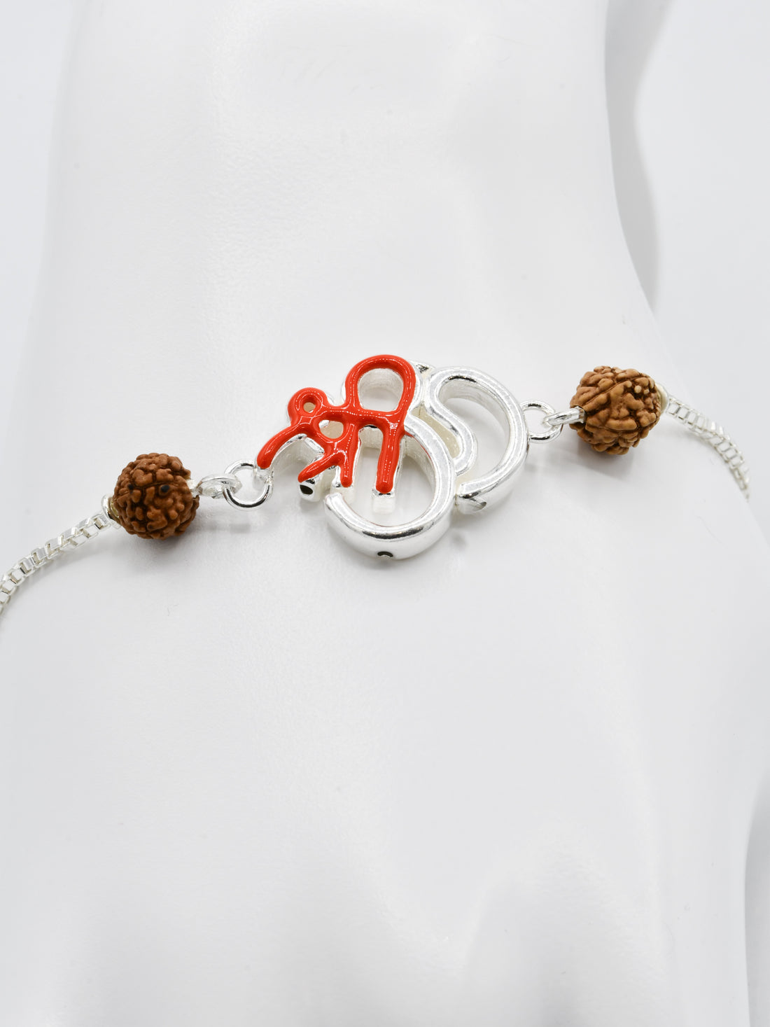 Silver Shree Om Rudraksh Rakhi Bracelet - Roop Darshan
