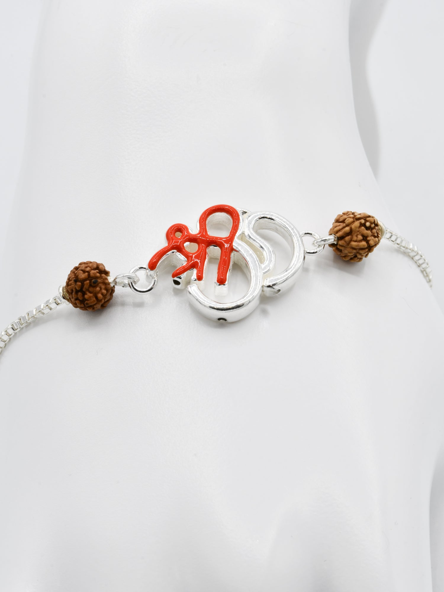 Silver Shree Om Rudraksh Rakhi Bracelet