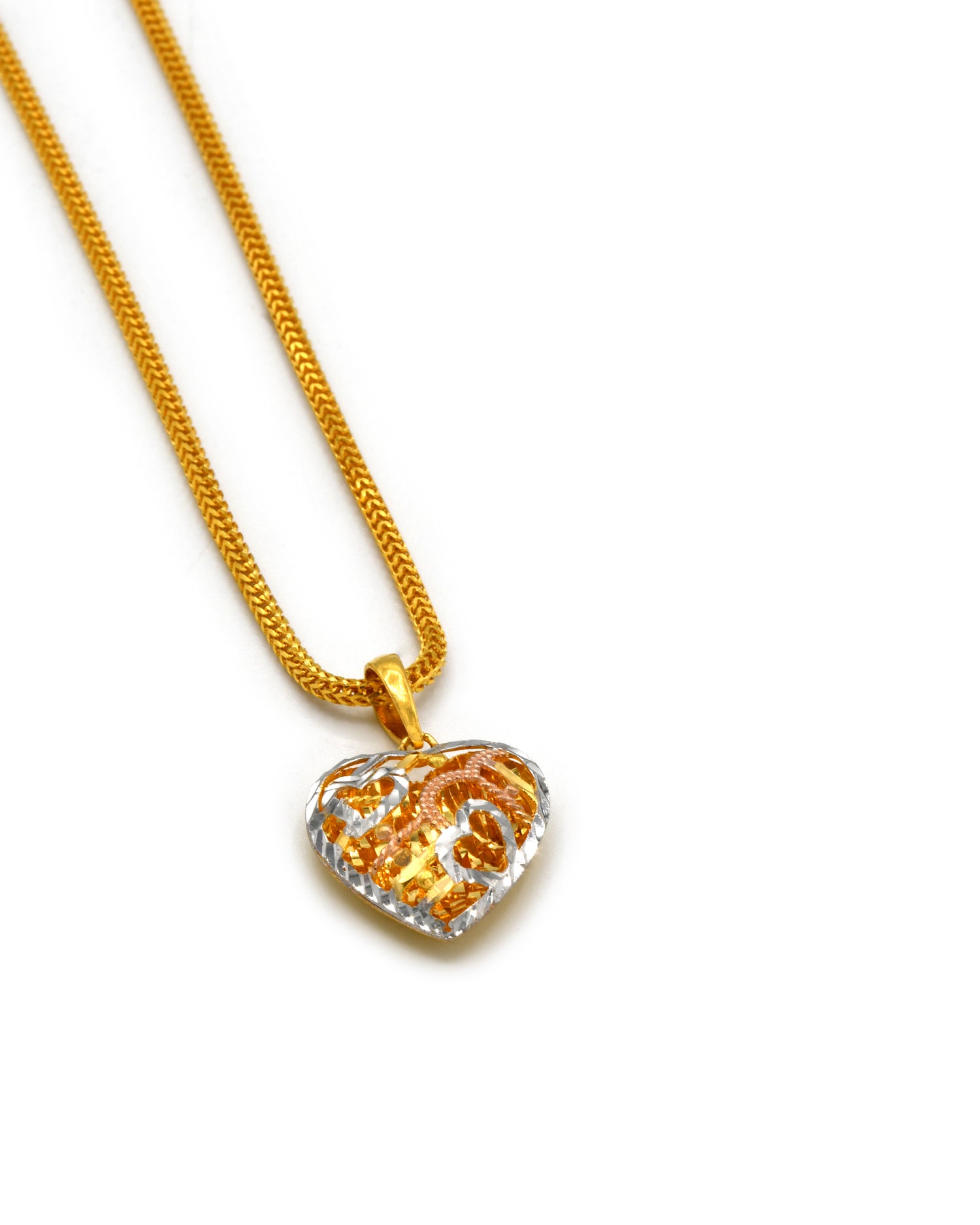 22ct Gold Two Tone Heart Pendant - Roop Darshan