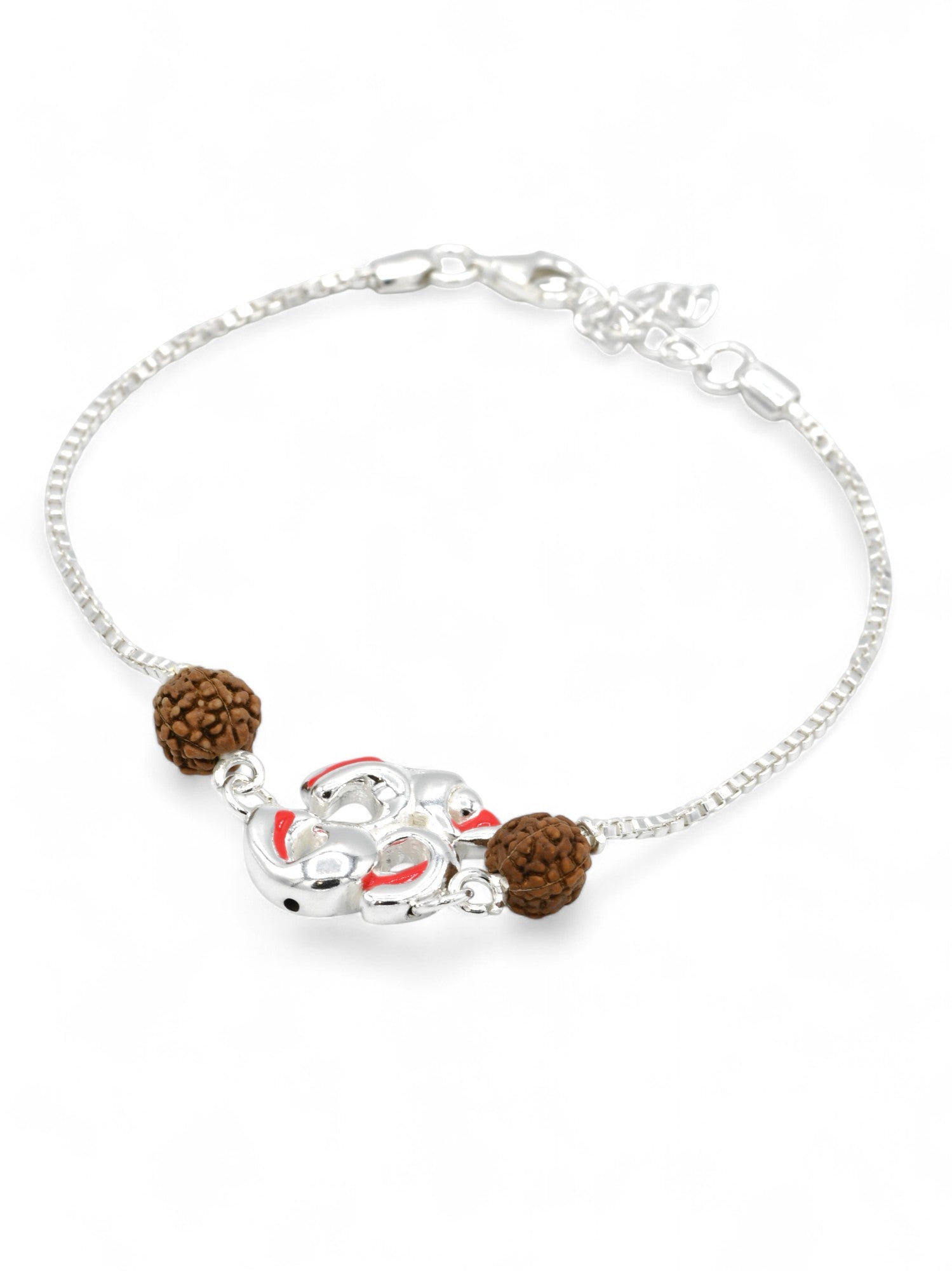 Silver Om Rudraksh Rakhi Bracelet - Roop Darshan