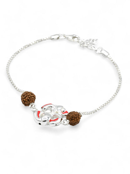 Silver Om Rudraksh Rakhi Bracelet - Roop Darshan