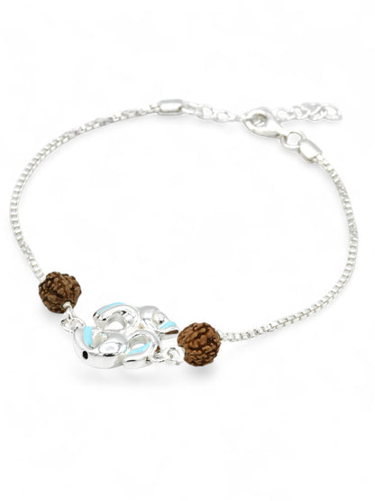 Silver Om Rudraksh Rakhi Bracelet - Roop Darshan