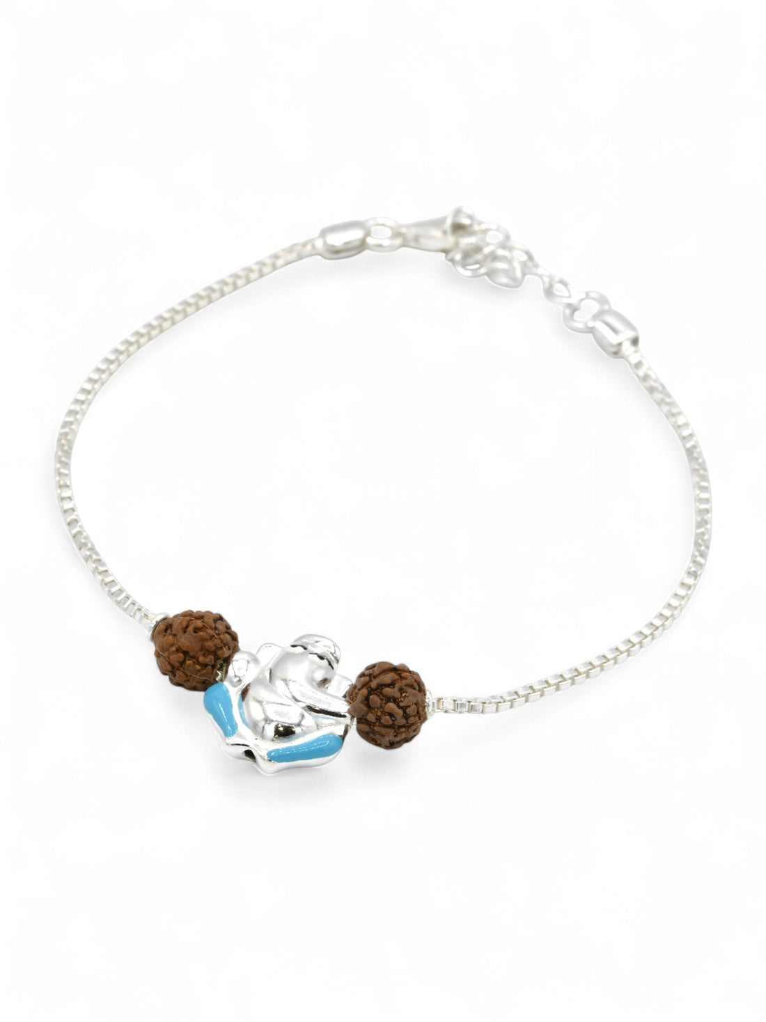 Silver Ganesh Rudraksh Rakhi Bracelet - Roop Darshan
