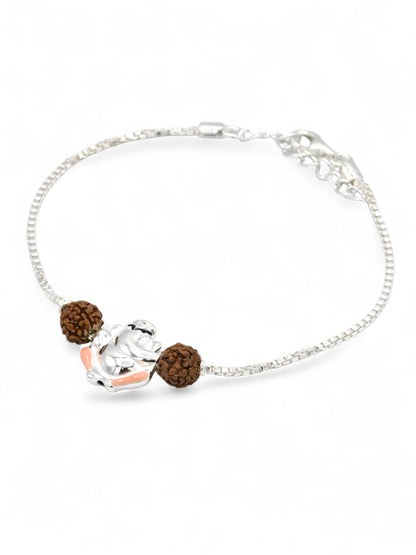 Silver Ganesh Rudraksh Rakhi Bracelet - Roop Darshan
