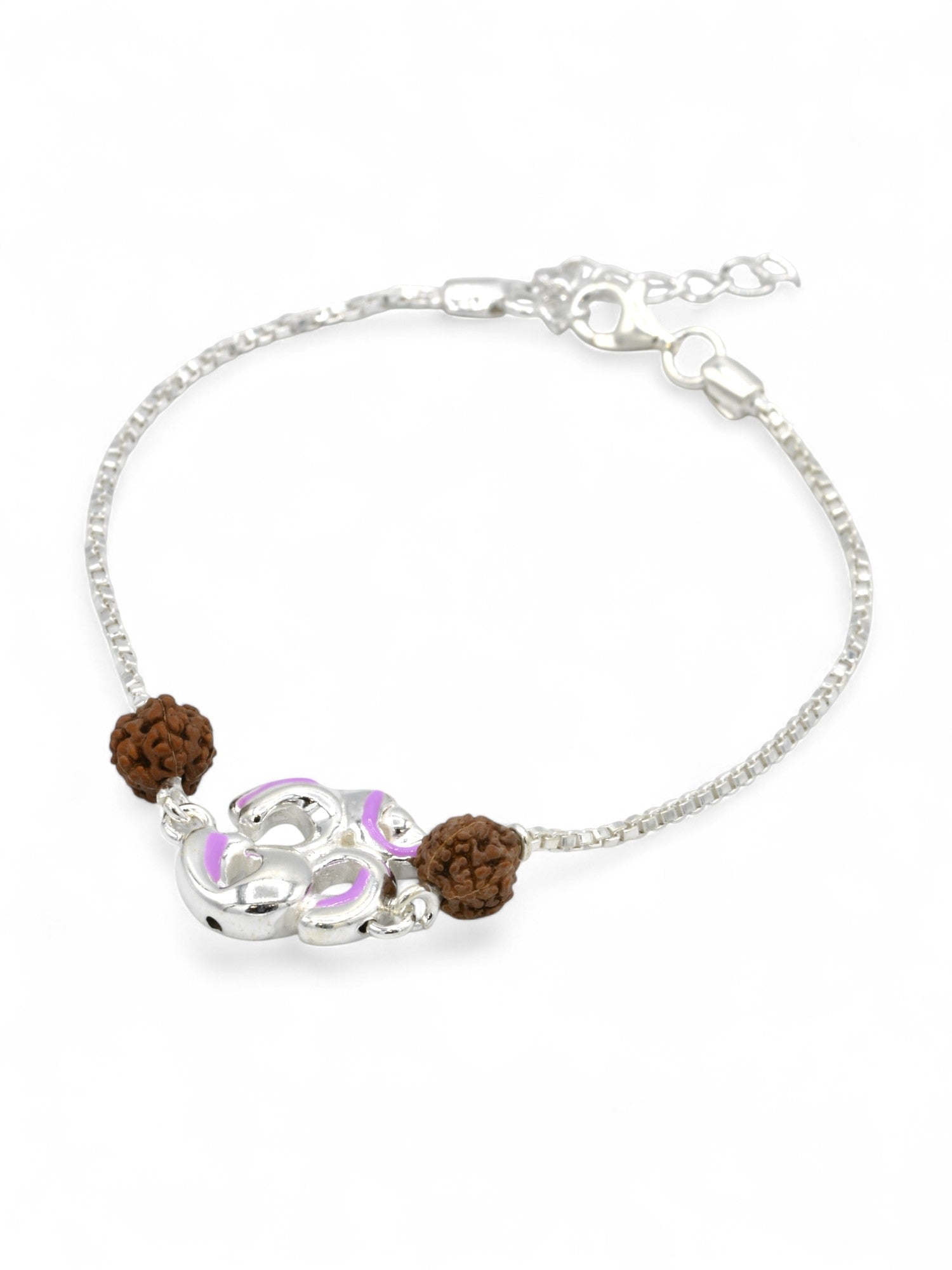 Silver Om Rudraksh Rakhi Bracelet - Roop Darshan