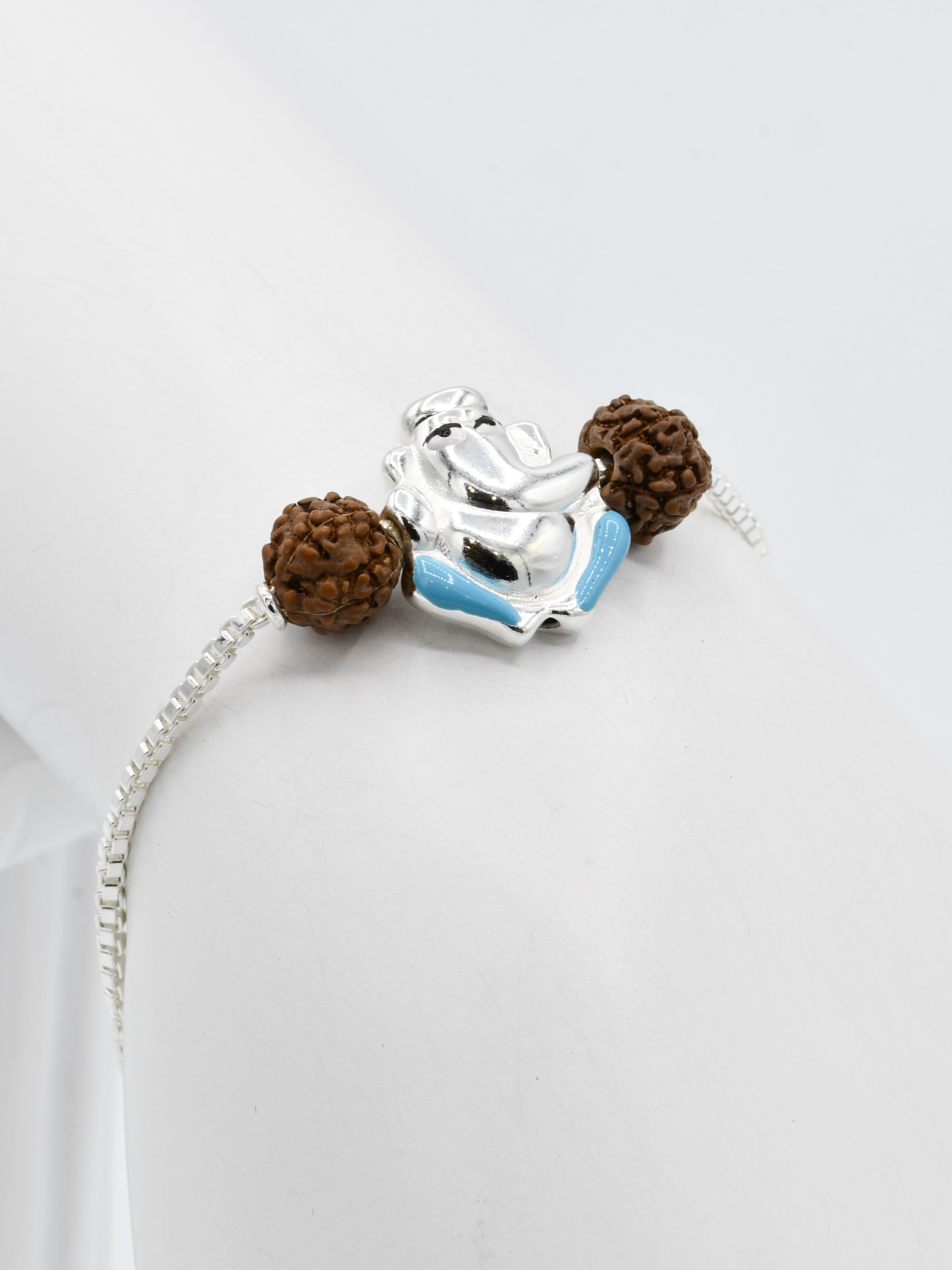 Silver Ganesh Rudraksh Rakhi Bracelet - Roop Darshan