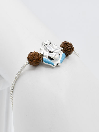 Silver Ganesh Rudraksh Rakhi Bracelet - Roop Darshan