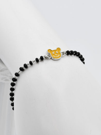 Silver Black Beads Bracelet