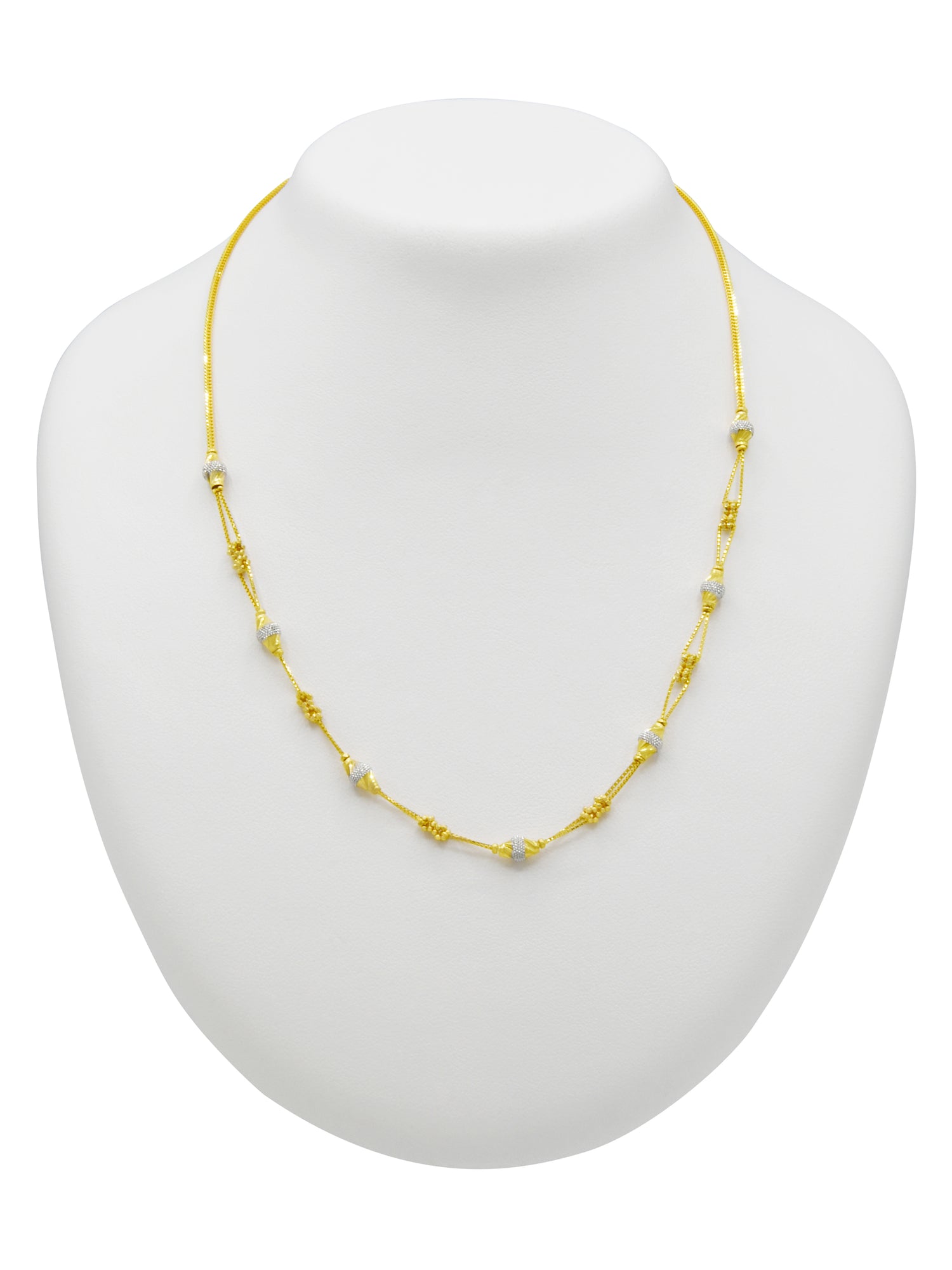 22ct Gold Two Tone Ball Fancy Chain 10.23 GMS - Roop Darshan