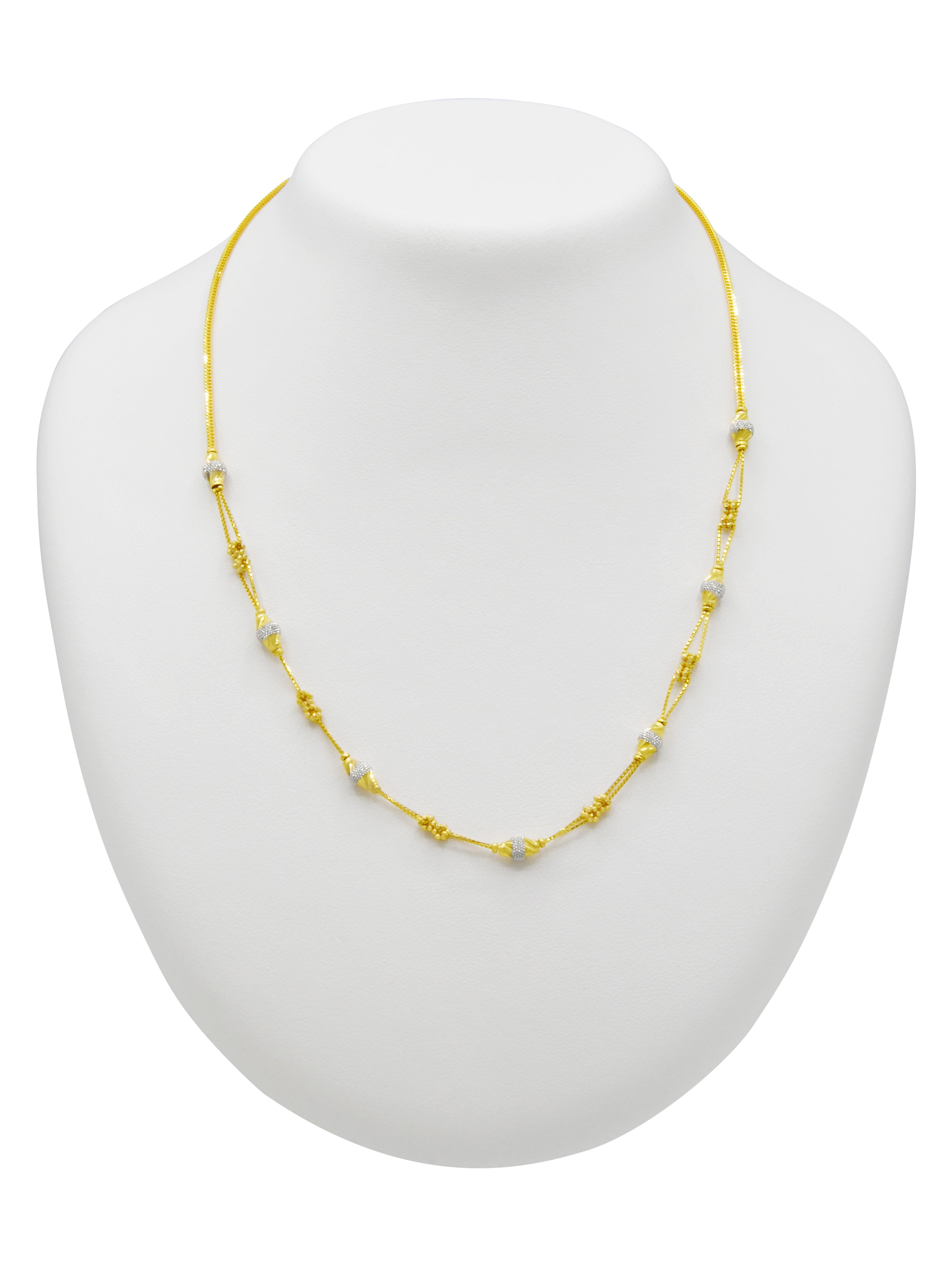 22ct Gold Two Tone Ball Fancy Chain 10.23 GMS - Roop Darshan