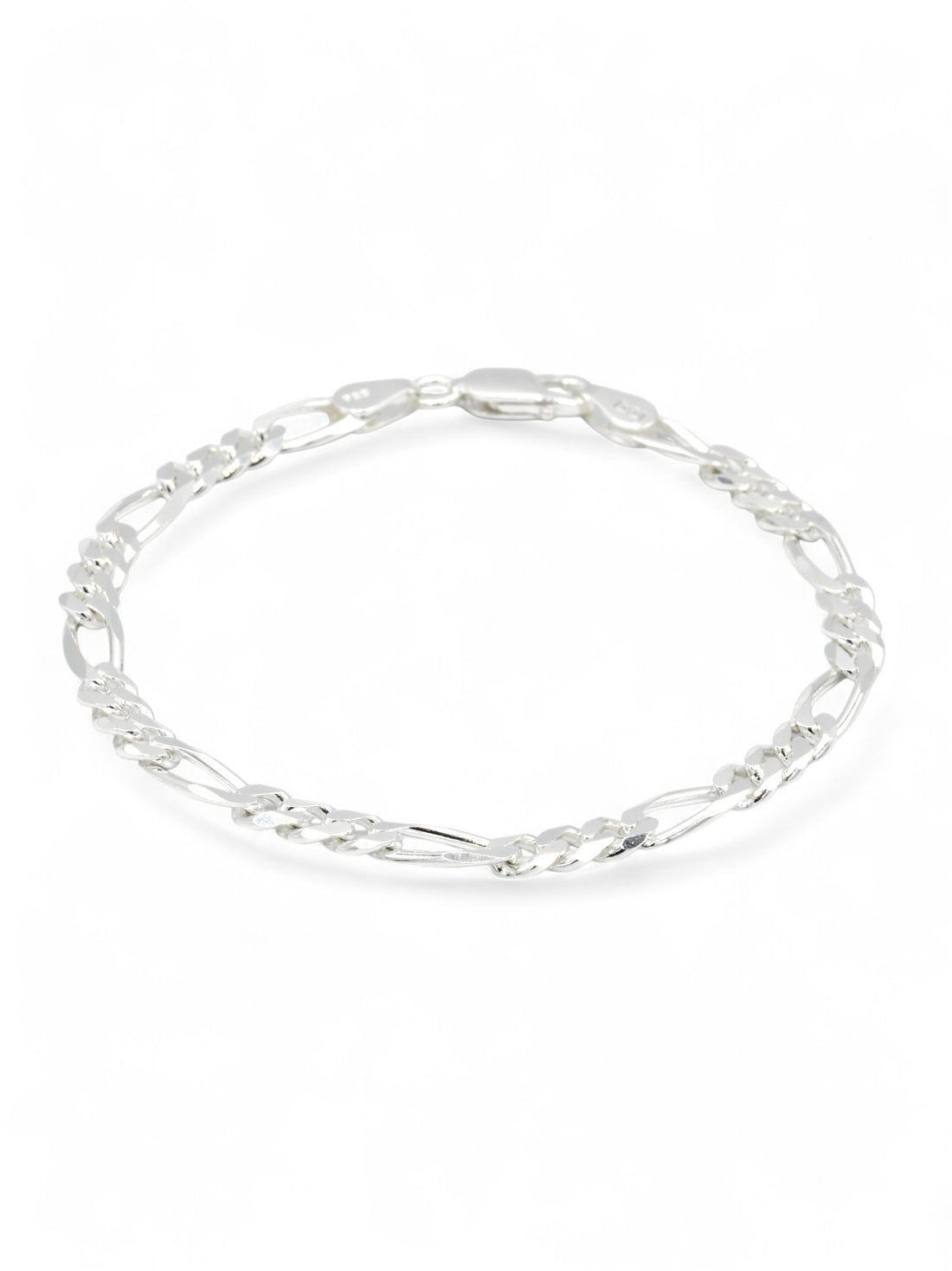 Silver Figaro Mens Bracelet - Roop Darshan