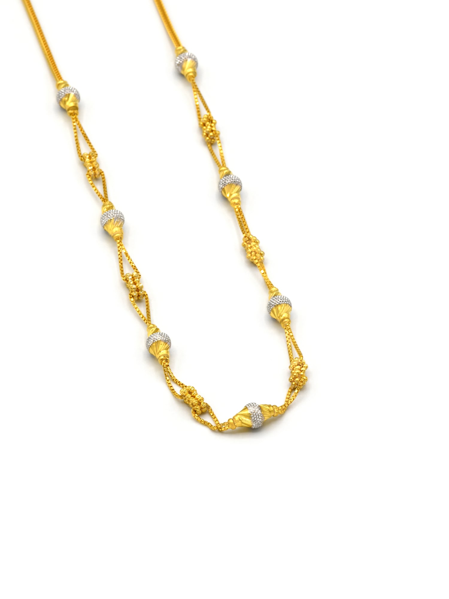 22ct Gold Two Tone Ball Fancy Chain 10.23 GMS - Roop Darshan