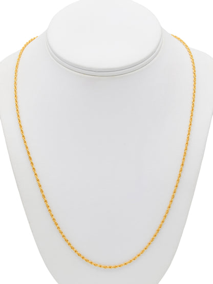 22ct Gold Hollow Rope Chain - 55 cm - Roop Darshan