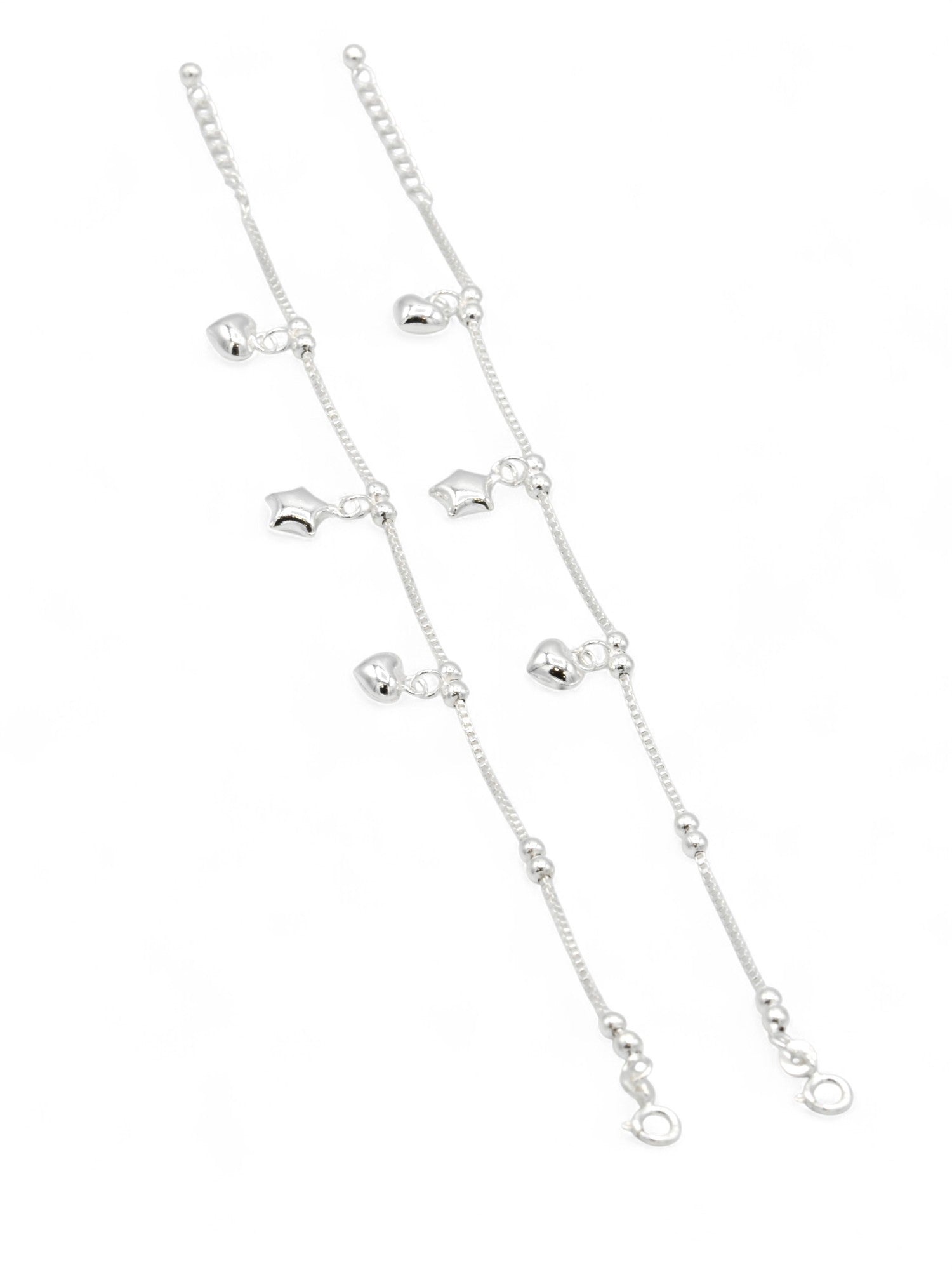 Silver Pair Girls Anklets