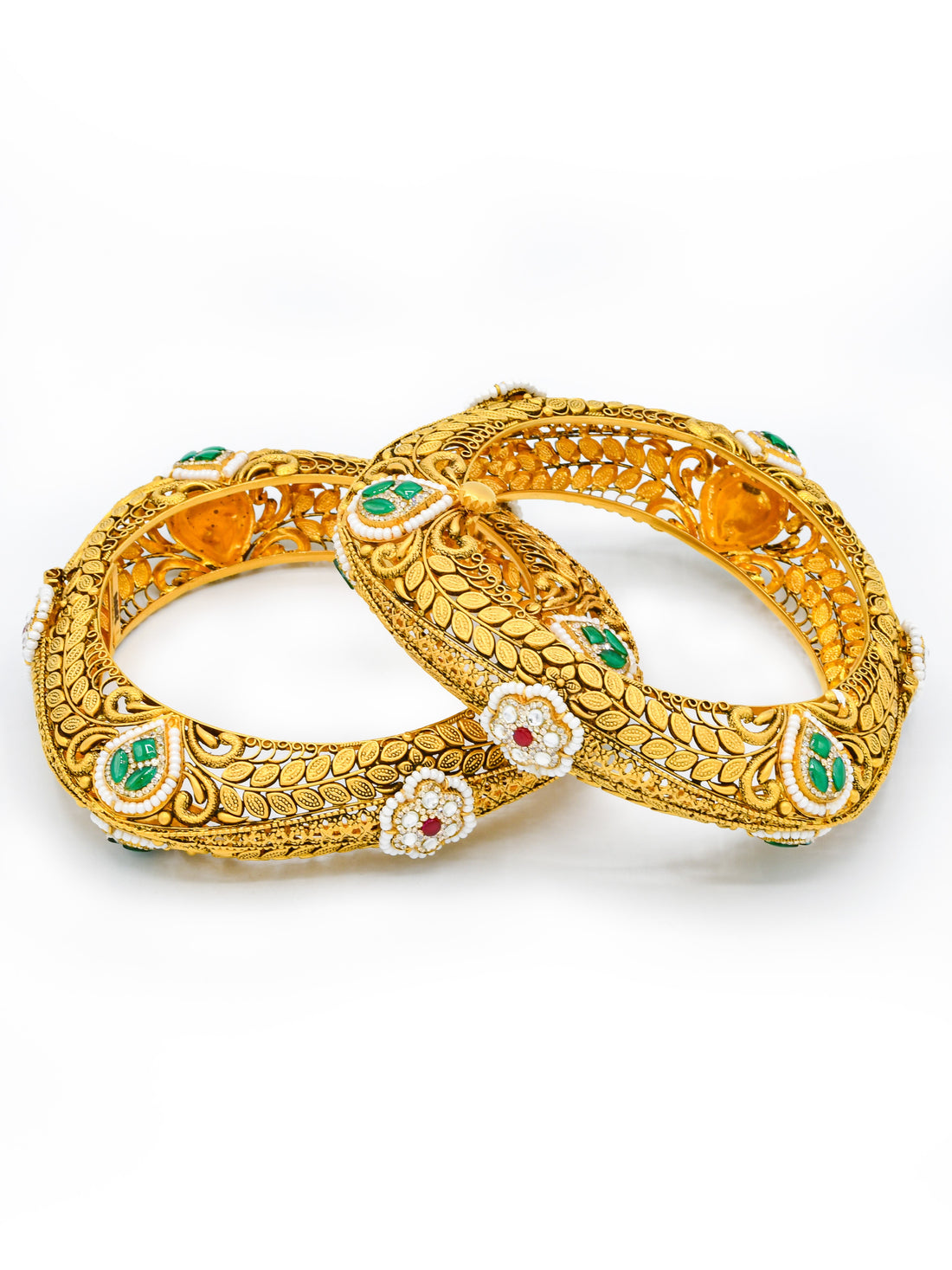 22ct Antique Gold 2 Piece Bangle - Roop Darshan