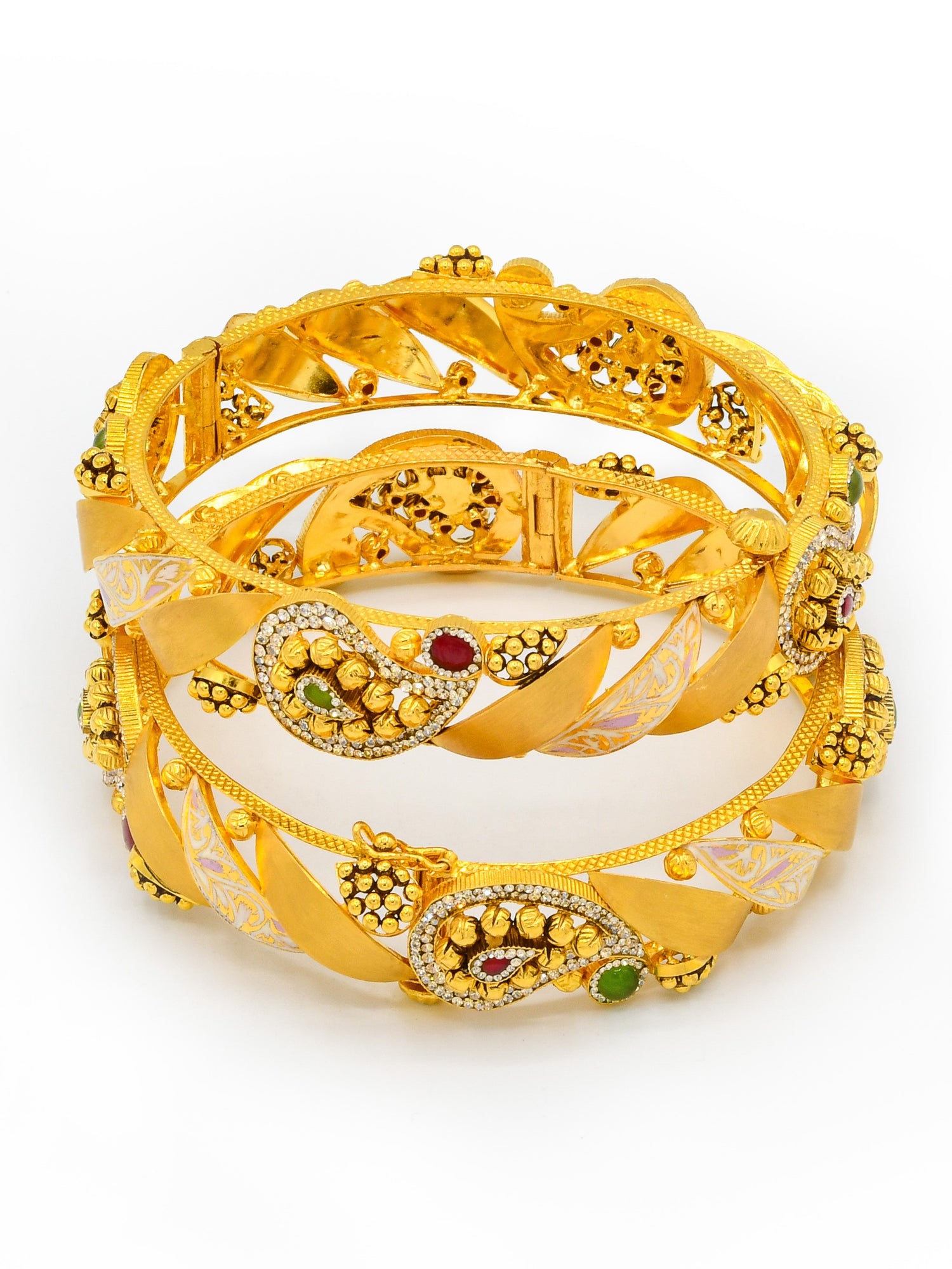 22ct Antique Gold 2 Piece Bangle - Roop Darshan