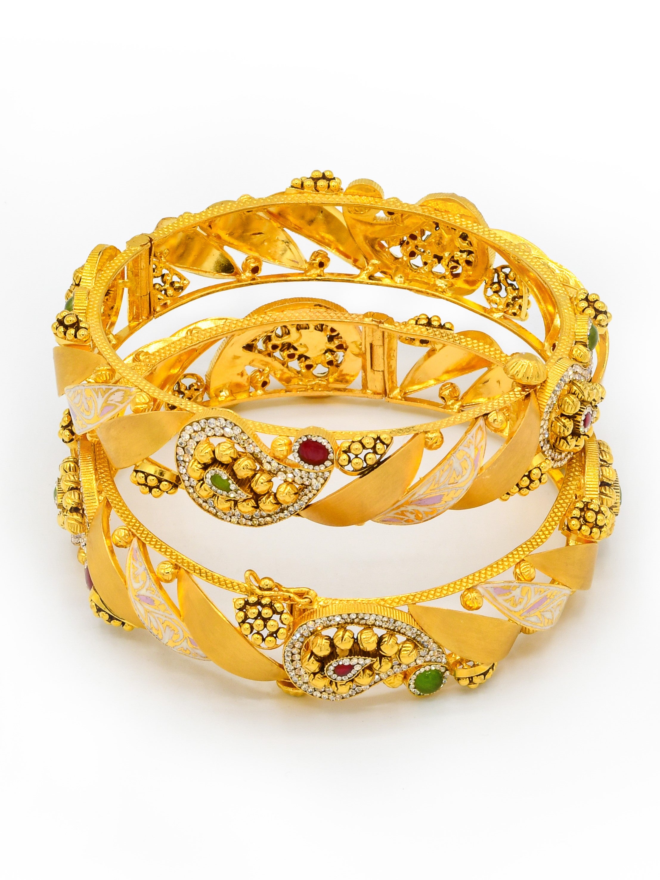 22ct Antique Gold 2 Piece Bangle - Roop Darshan