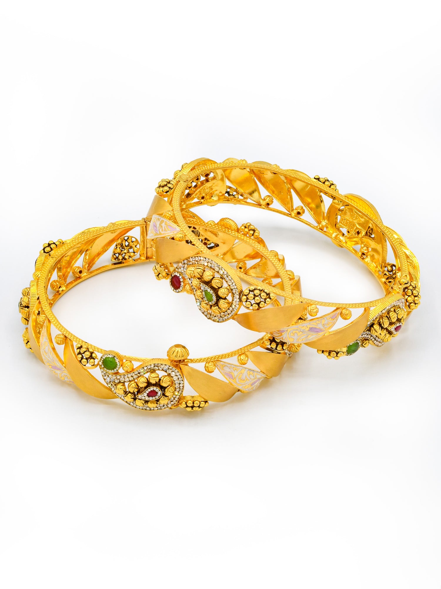 22ct Antique Gold 2 Piece Bangle - Roop Darshan