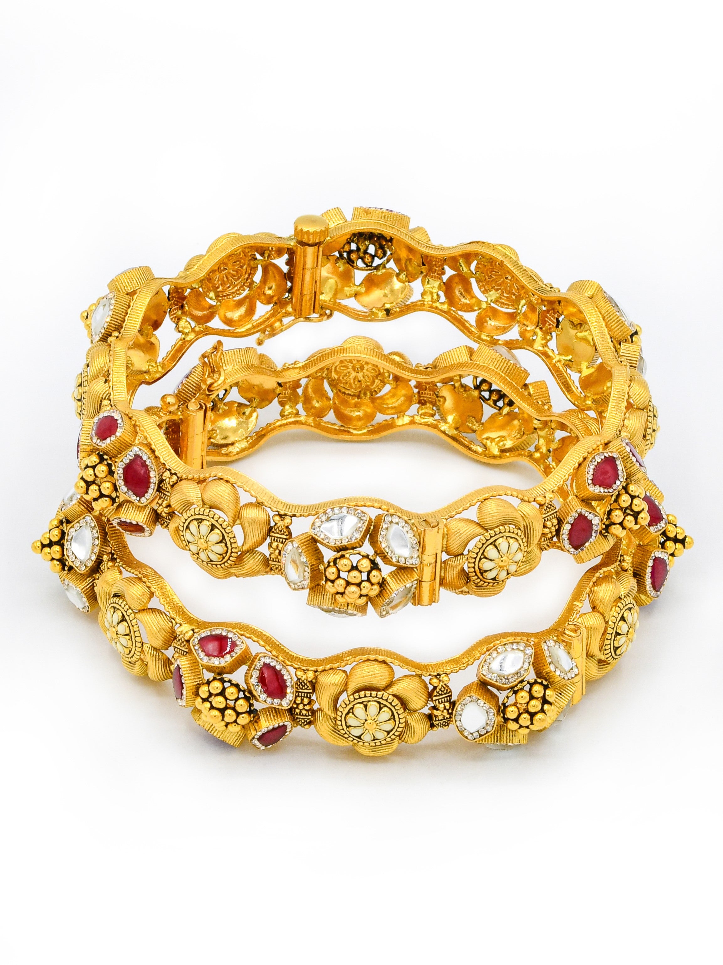 22ct Antique Gold 2 Piece Bangle - Roop Darshan