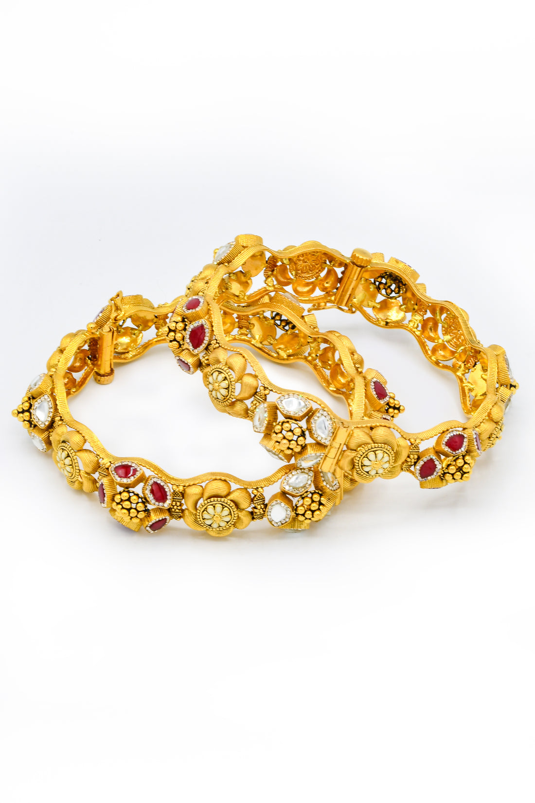 22ct Antique Gold 2 Piece Bangle - Roop Darshan