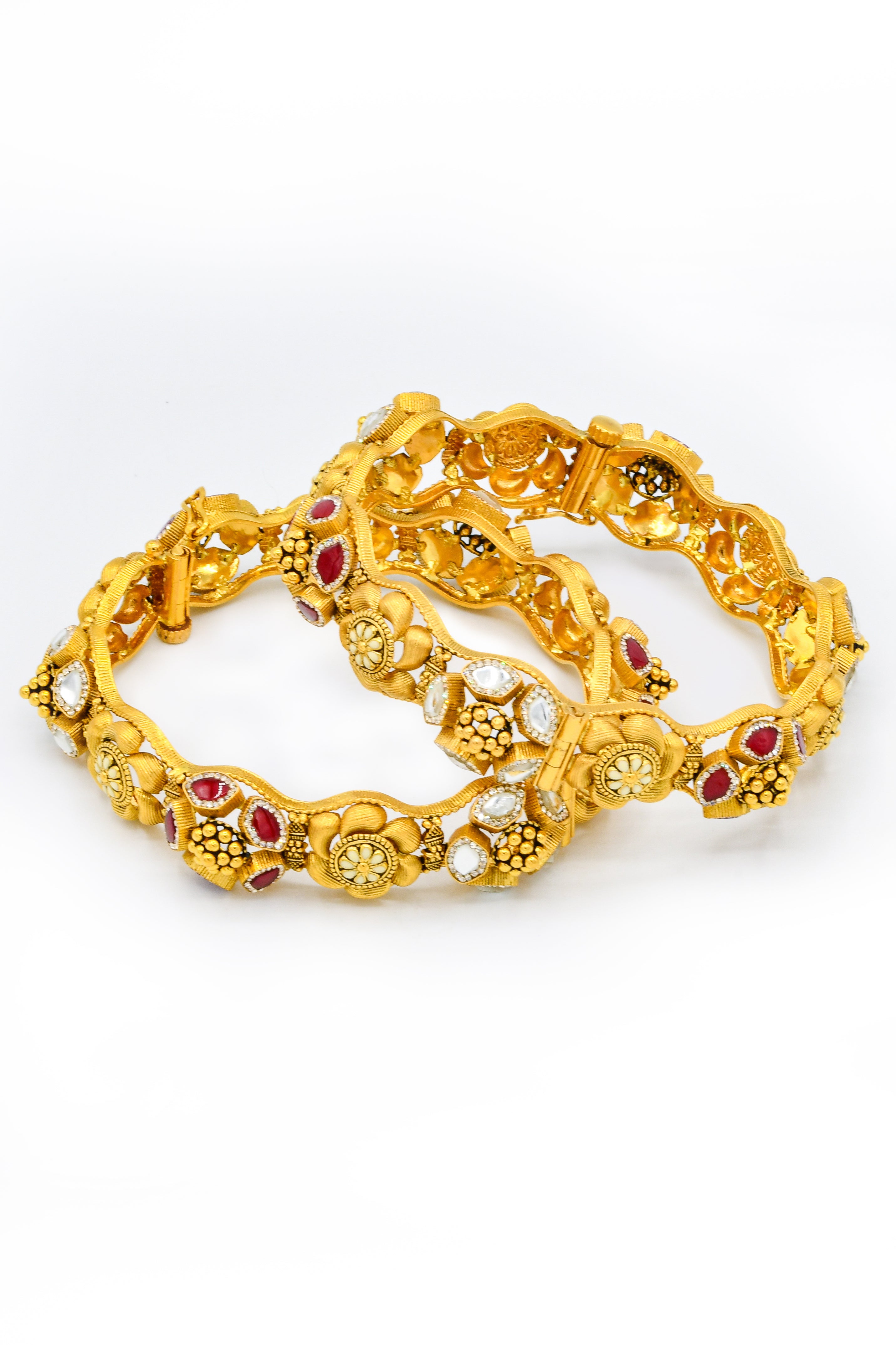 22ct Antique Gold 2 Piece Bangle - Roop Darshan