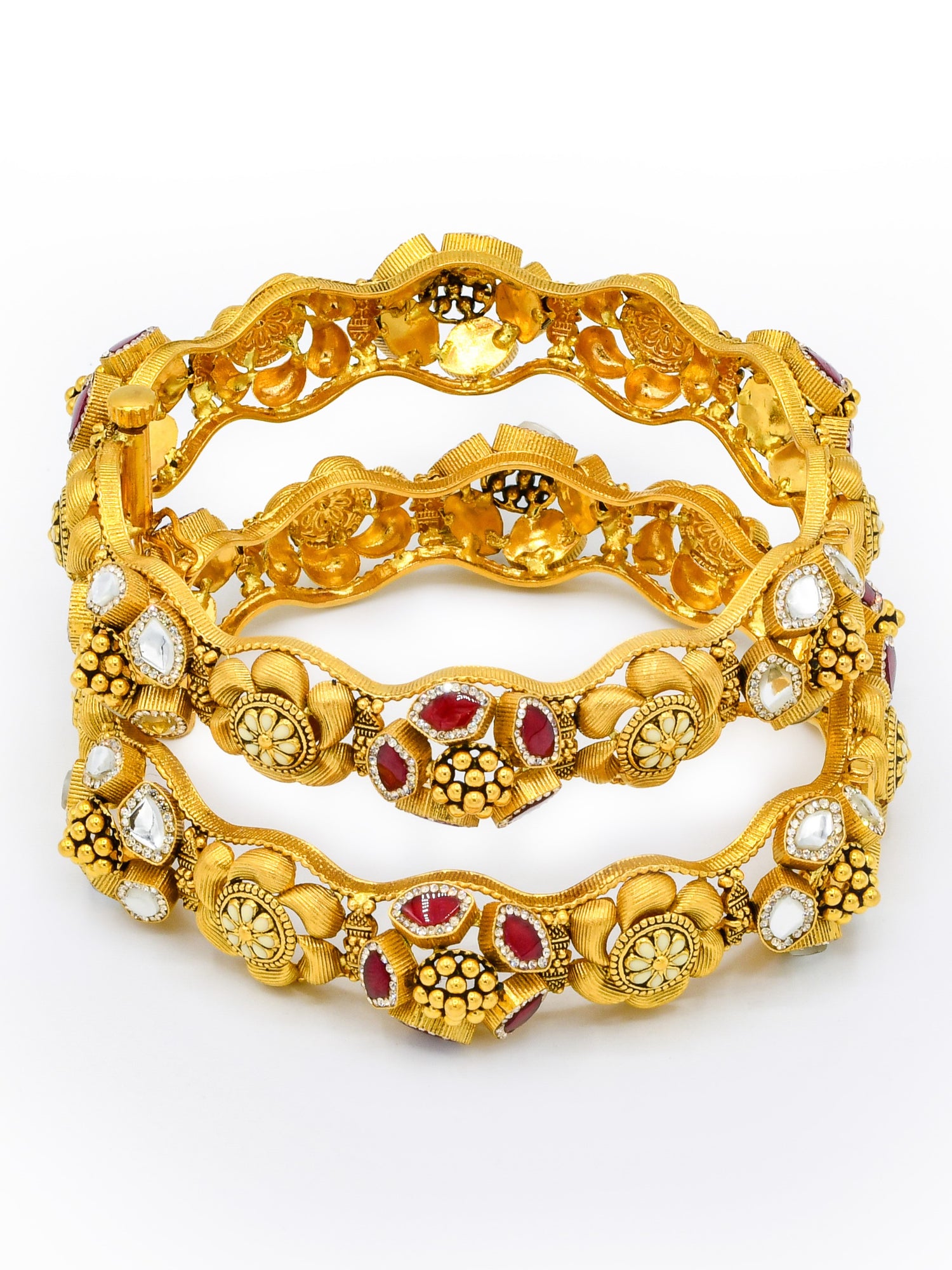 22ct Antique Gold 2 Piece Bangle - Roop Darshan