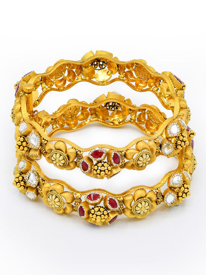 22ct Antique Gold 2 Piece Bangle - Roop Darshan