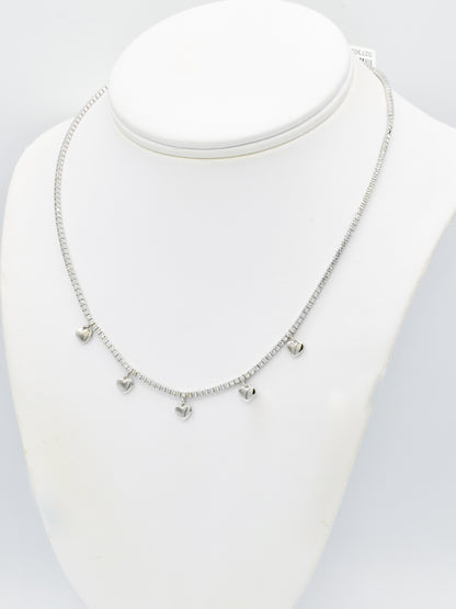 Sterling Silver CZ Heart Fancy Chain