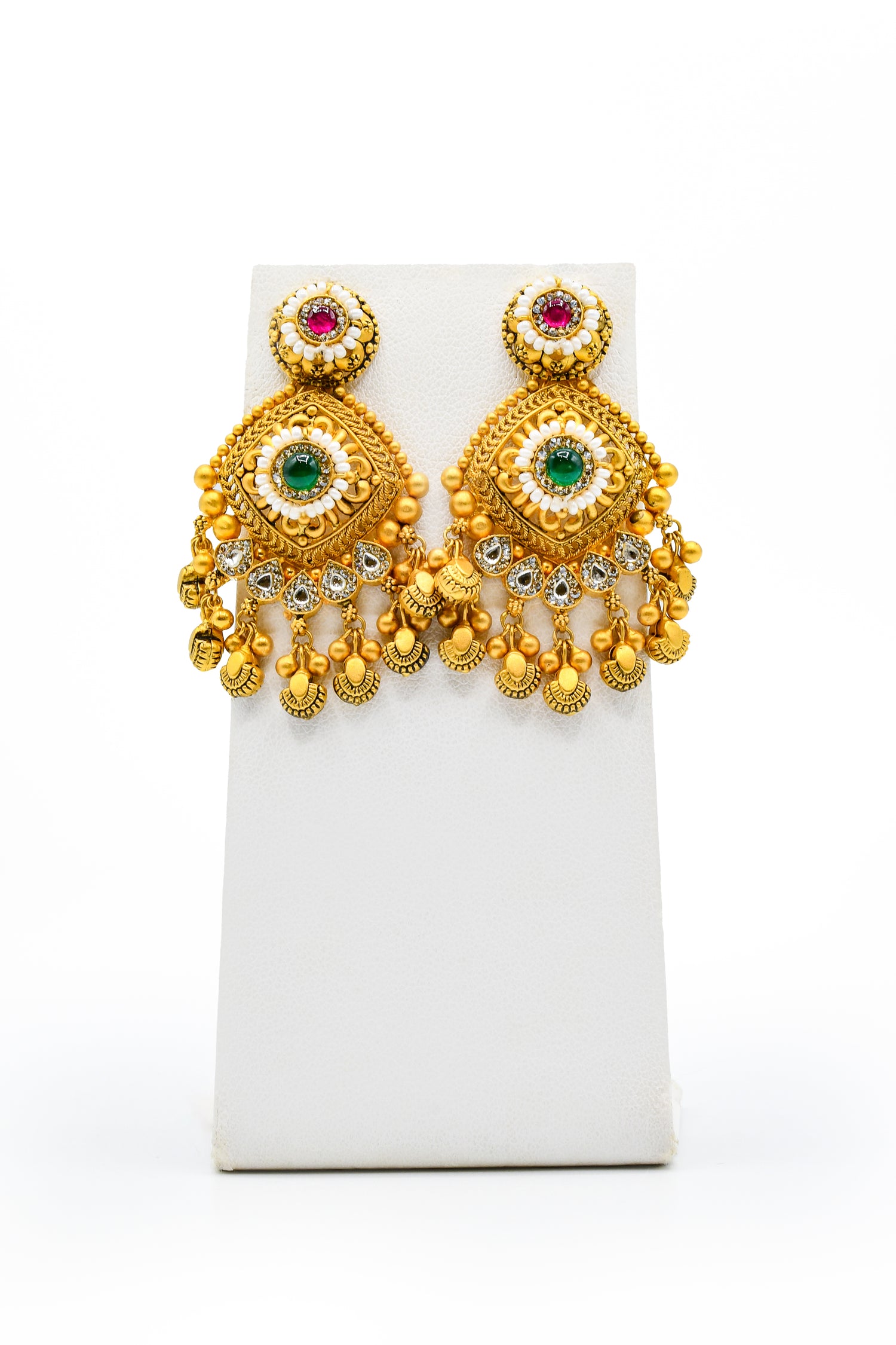22ct Gold Antique Kundan Necklace Set - Roop Darshan