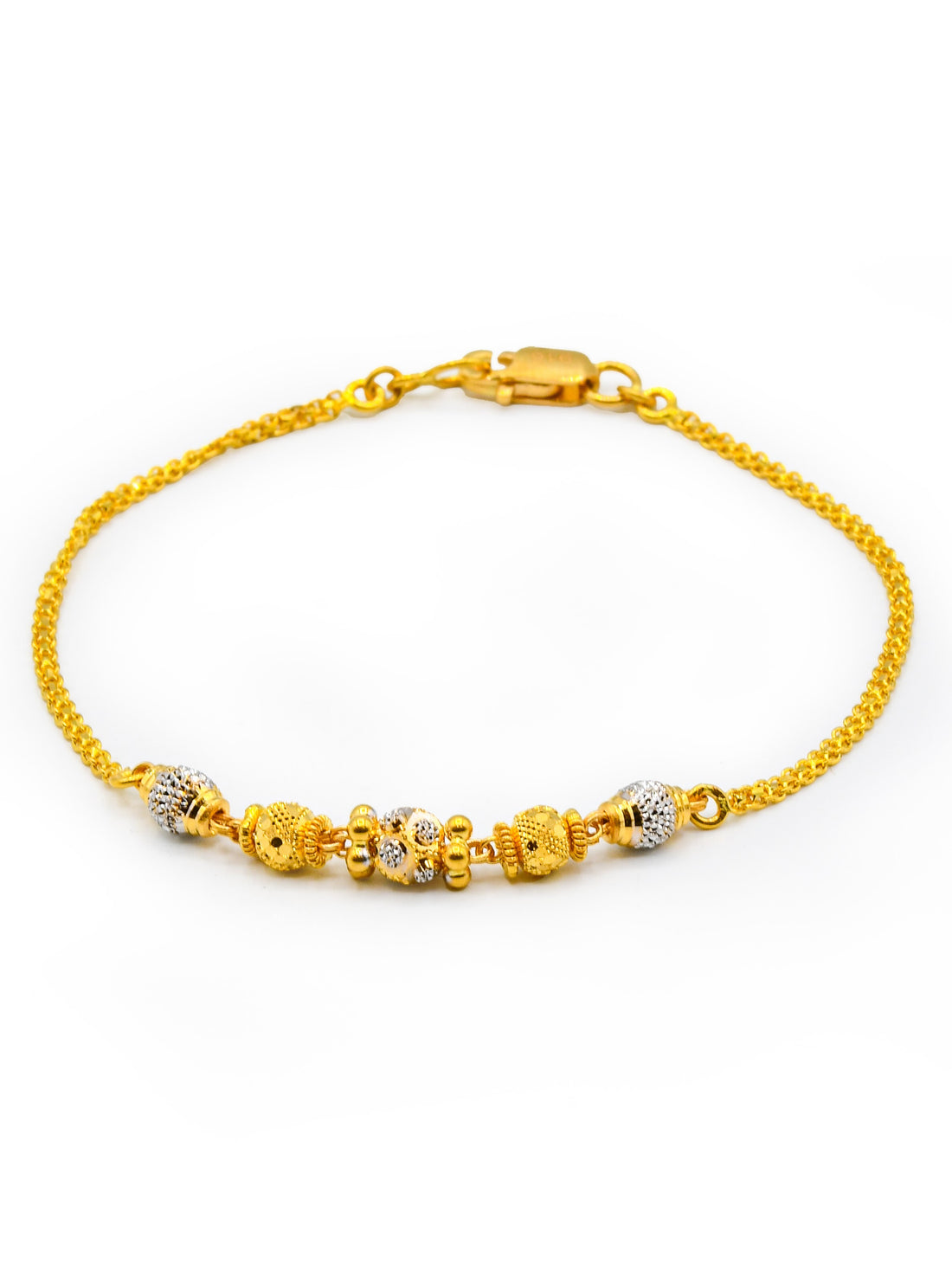 22Ct Gold Two Tone Ball Ladies Bracelet - Roop Darshan