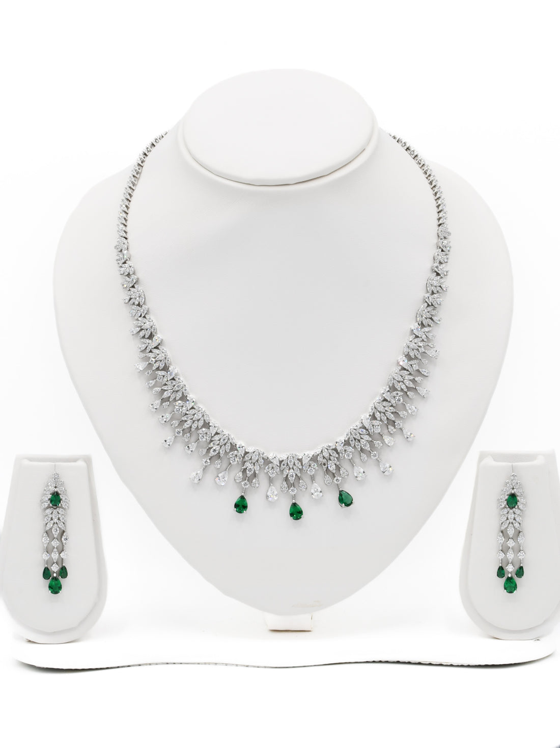 Silver CZ Necklace Set