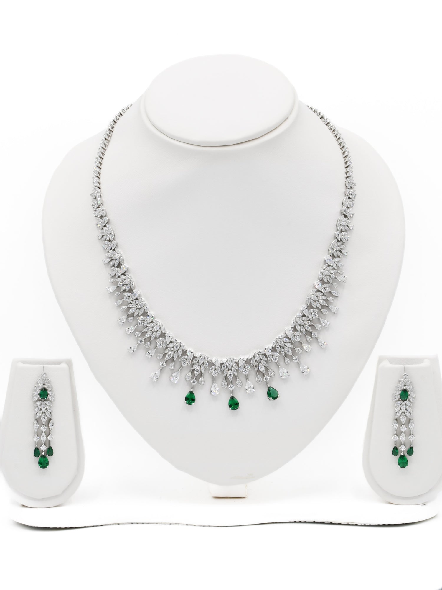 Silver CZ Necklace Set