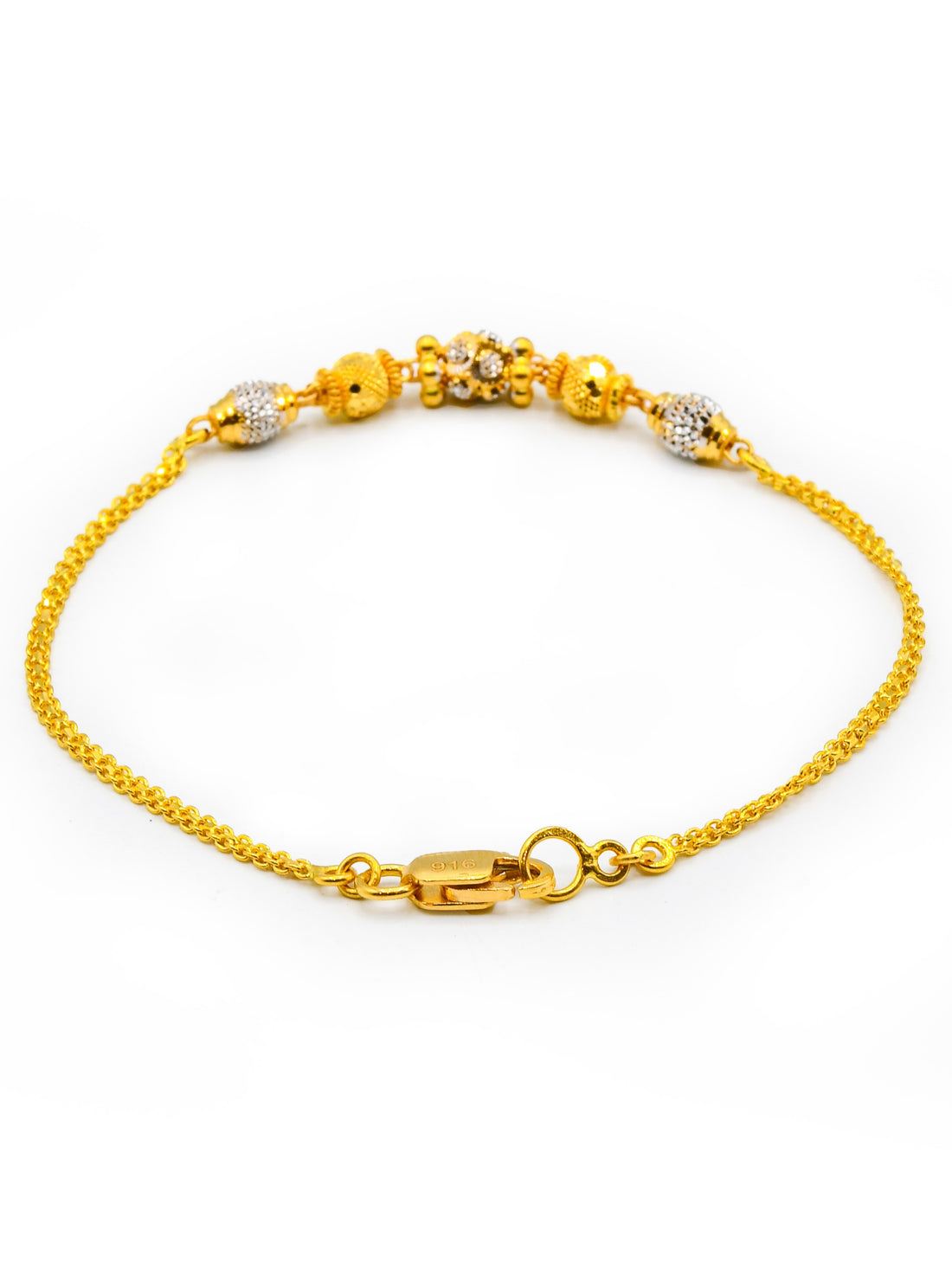 22Ct Gold Two Tone Ball Ladies Bracelet - Roop Darshan