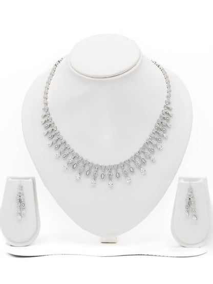 Silver CZ Necklace Set