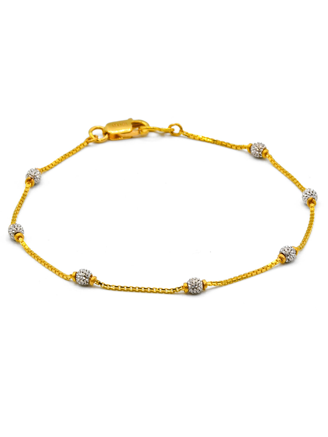 22ct Gold Two Tone Ball Ladies Bracelet - Roop Darshan