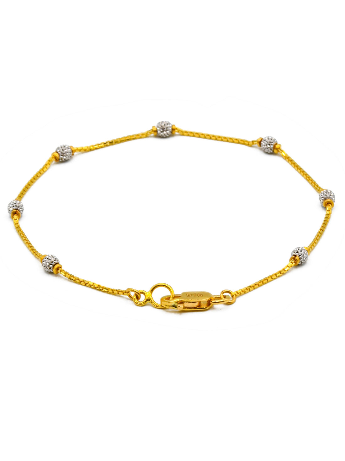 22ct Gold Two Tone Ball Ladies Bracelet - Roop Darshan