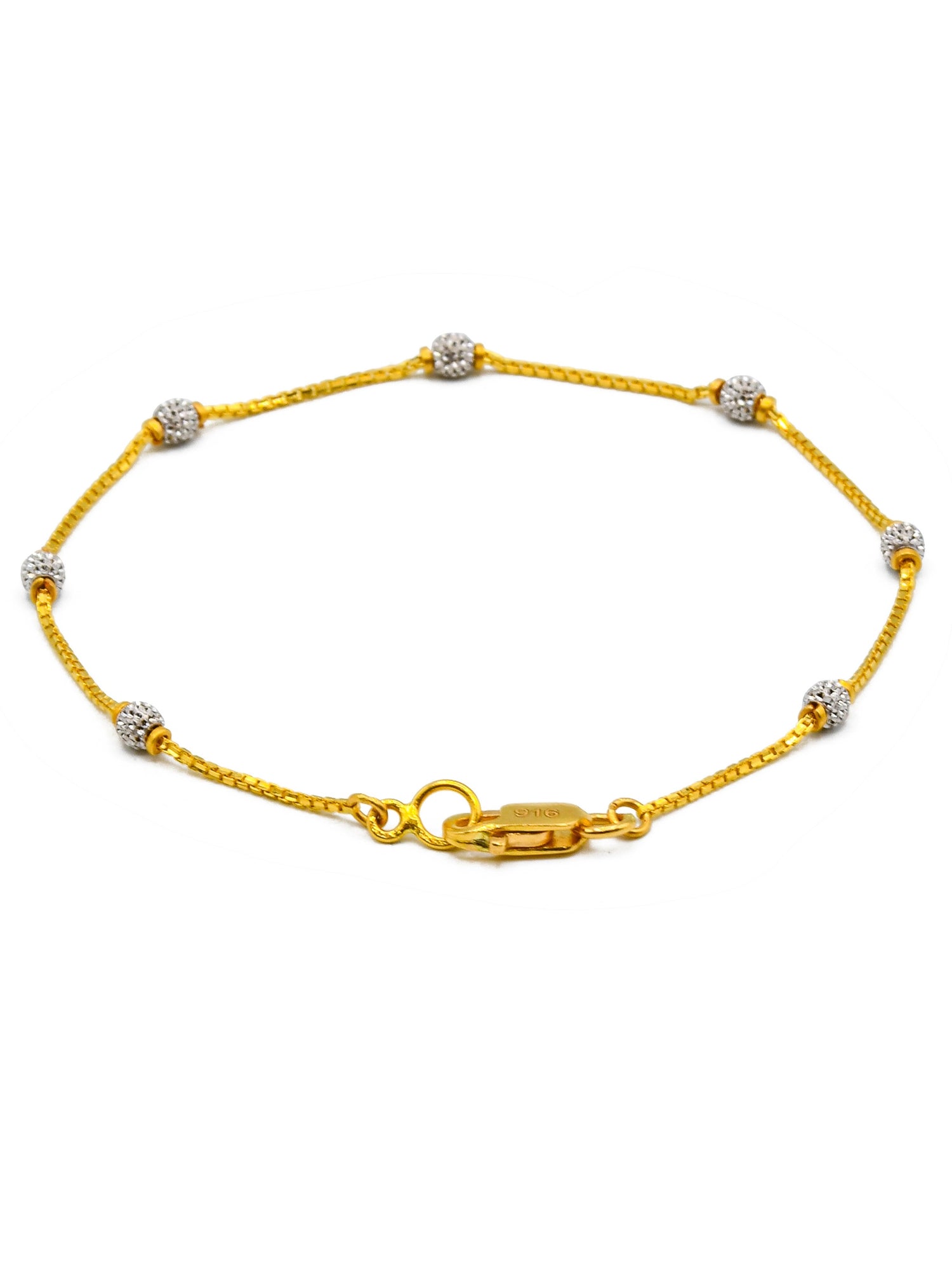 22ct Gold Two Tone Ball Ladies Bracelet - Roop Darshan
