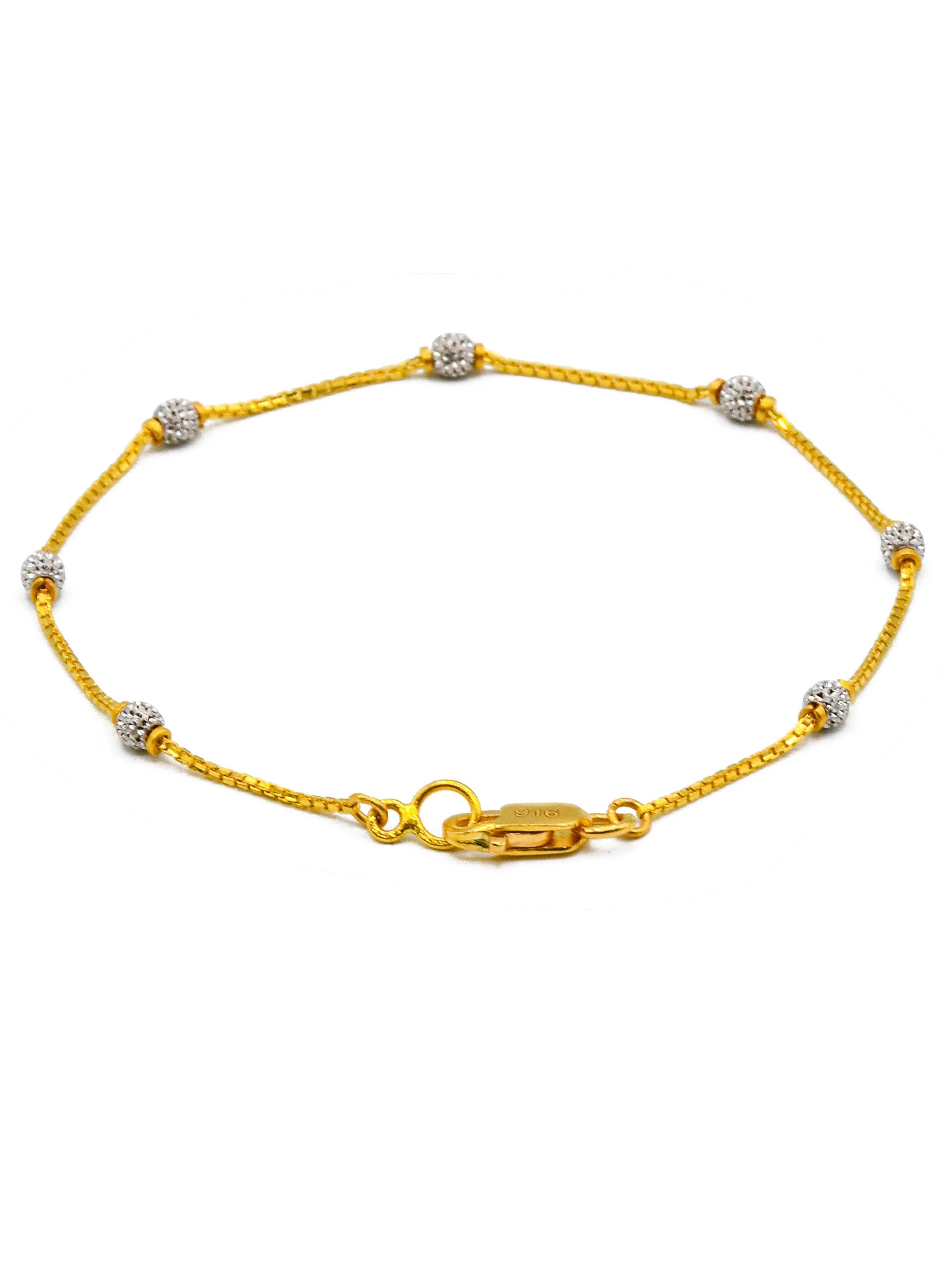 22ct Gold Two Tone Ball Ladies Bracelet - Roop Darshan