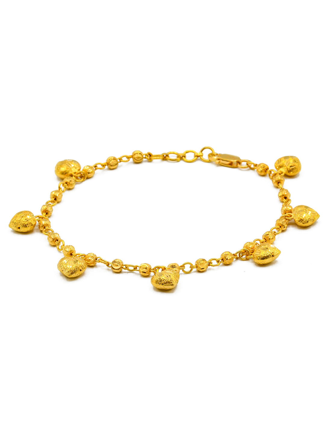 22ct Gold Heart Charms Ladies Bracelet - Roop Darshan