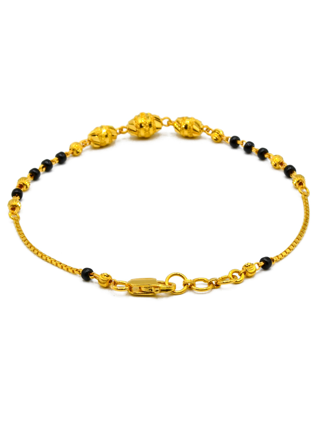 22ct Gold Ball Black Beads Ladies Bracelet - Roop Darshan