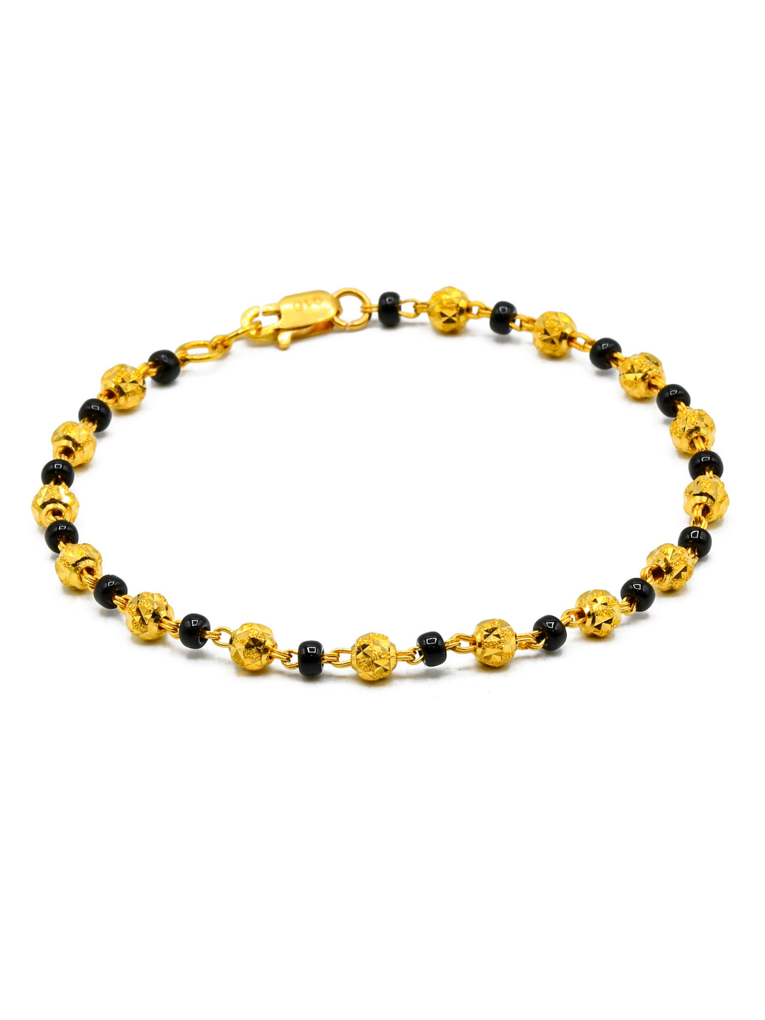 22ct Gold Ball Black Beads Ladies Bracelet - Roop Darshan