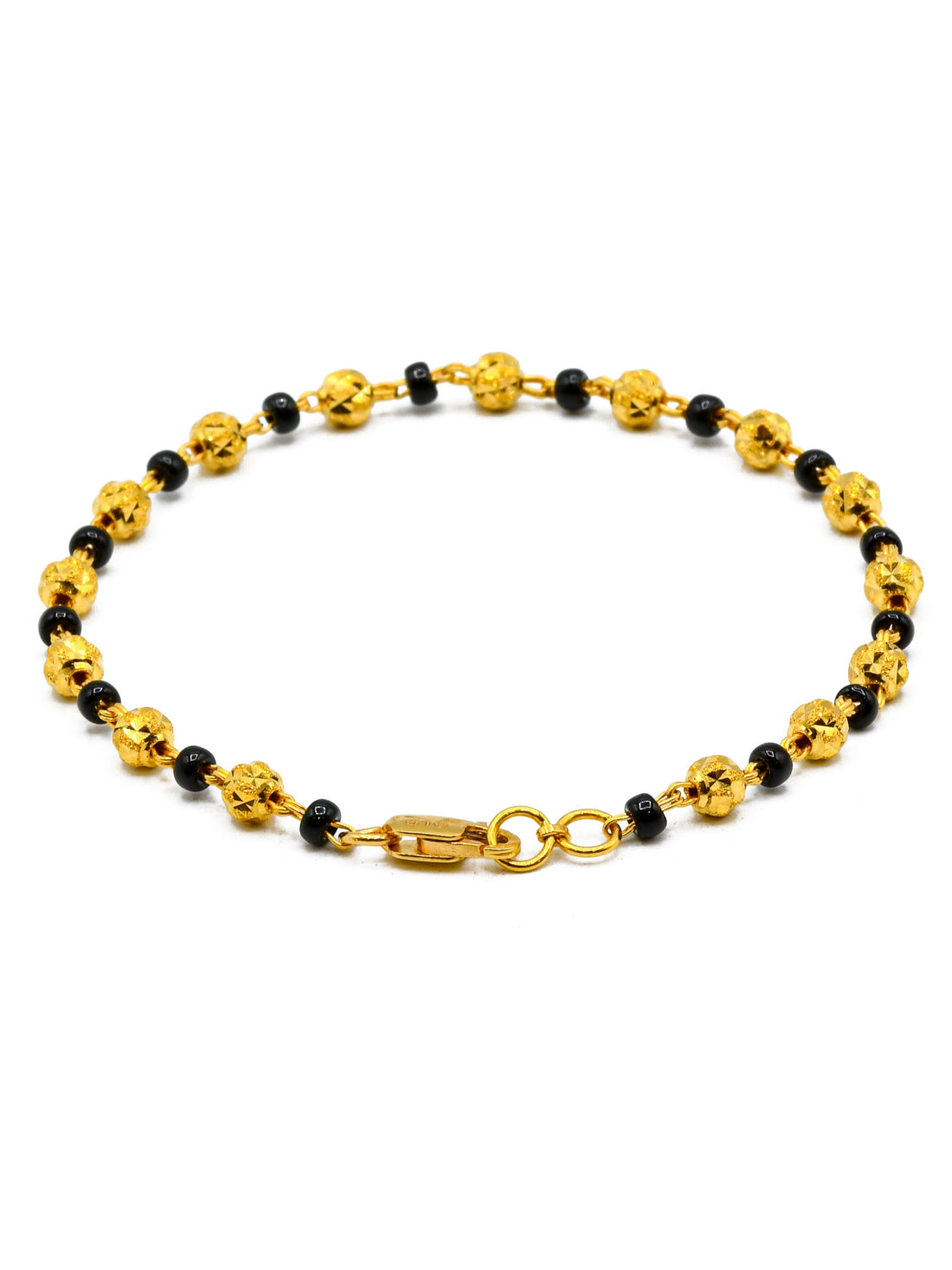 22ct Gold Ball Black Beads Ladies Bracelet - Roop Darshan