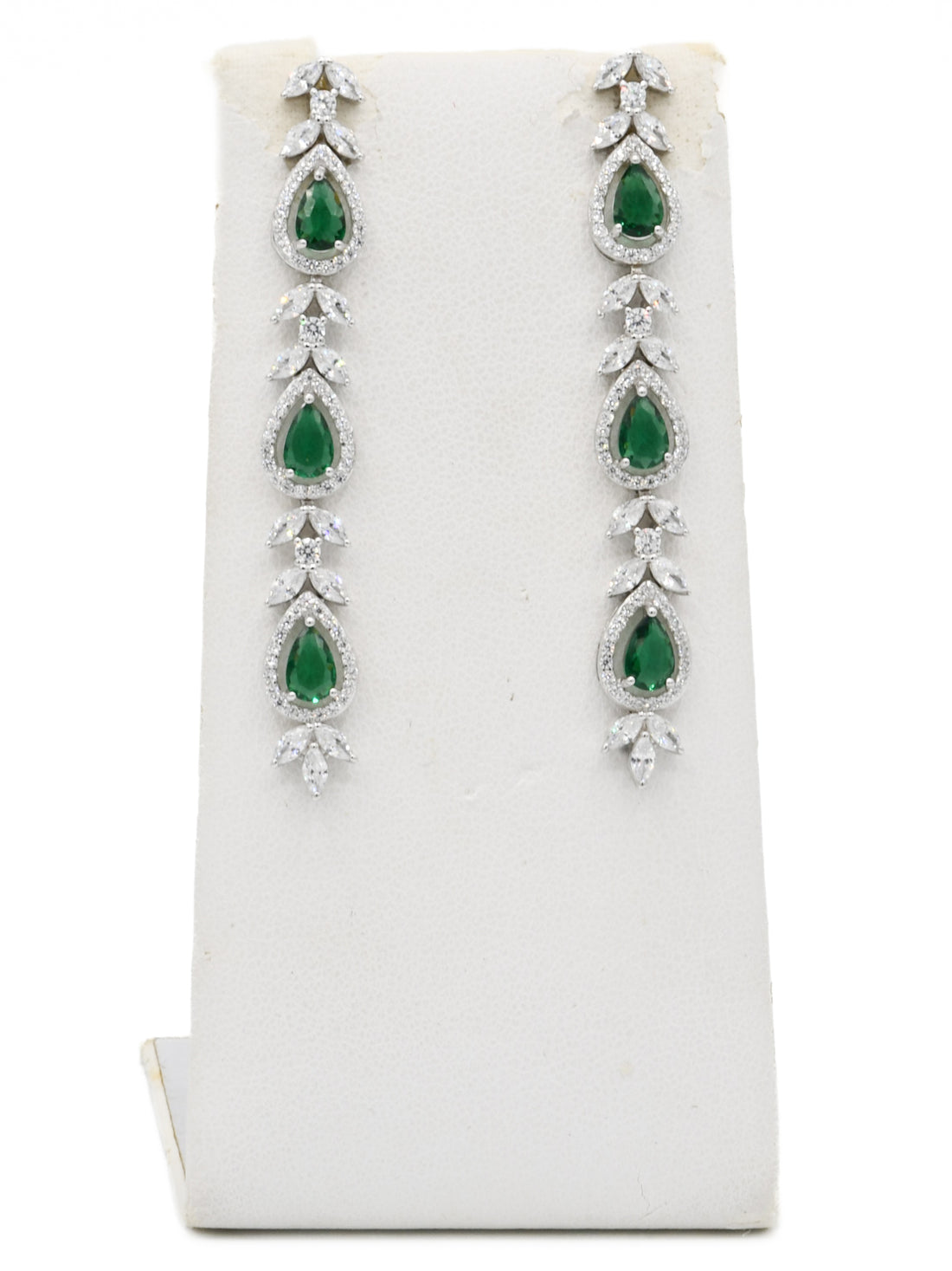 Silver Green CZ Necklace Set