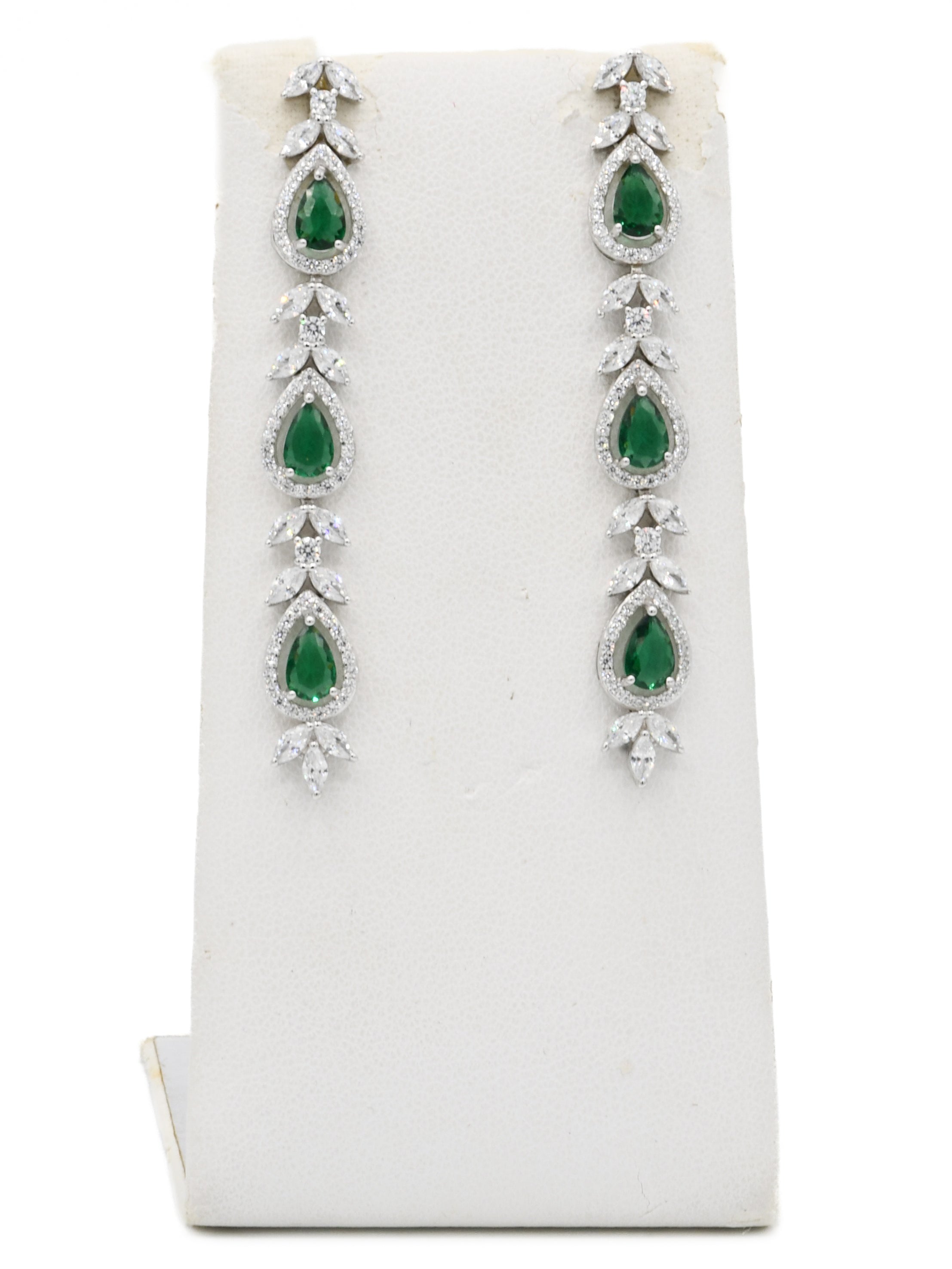 Silver Green CZ Necklace Set