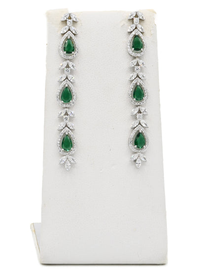 Silver Green CZ Necklace Set