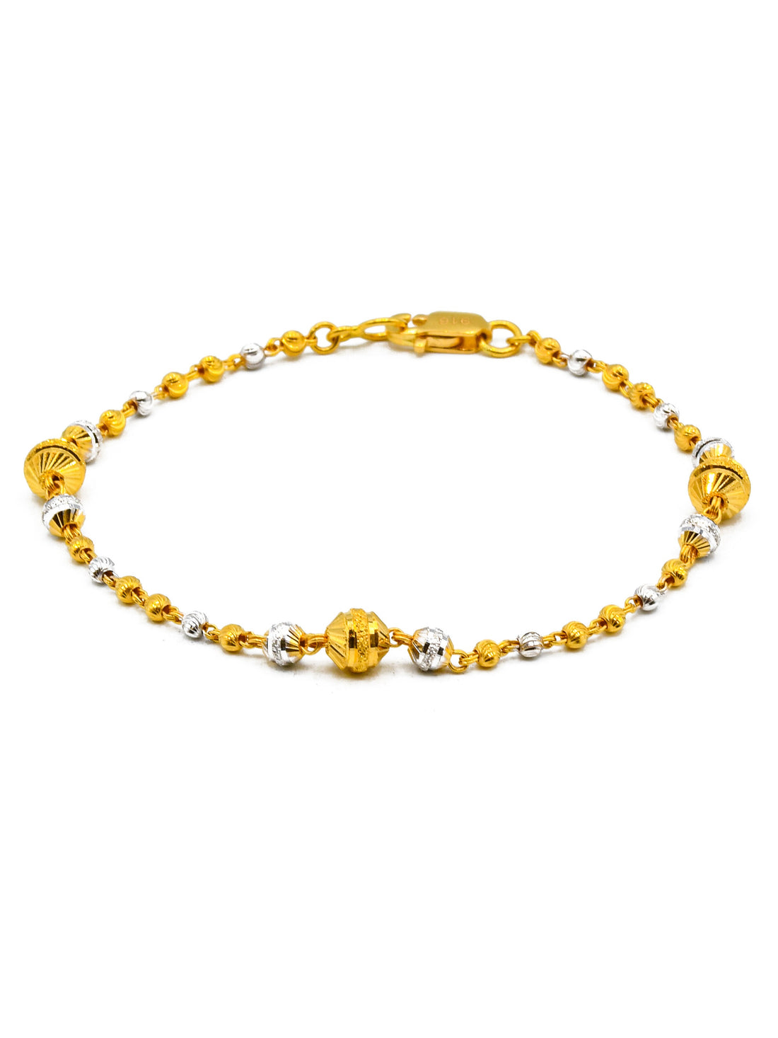 22ct Gold Two Tone Ball Ladies Bracelet - Roop Darshan