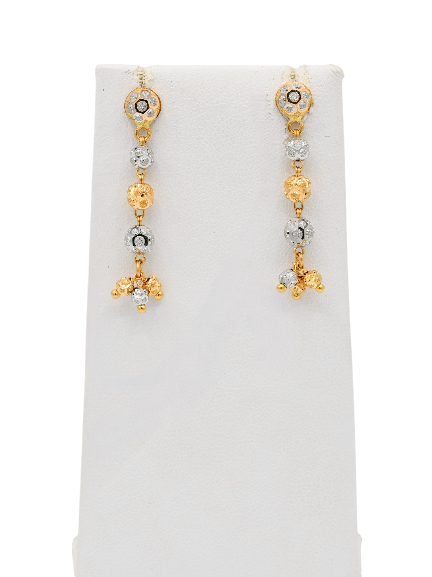 22ct Gold Two Tone Ball Earrings - Roop Darshan