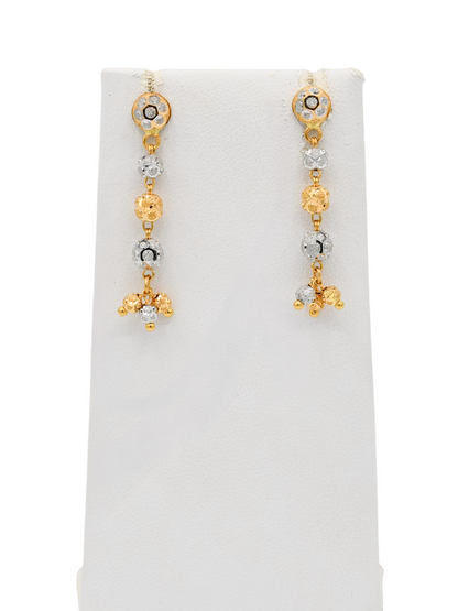 22ct Gold Two Tone Ball Earrings - Roop Darshan
