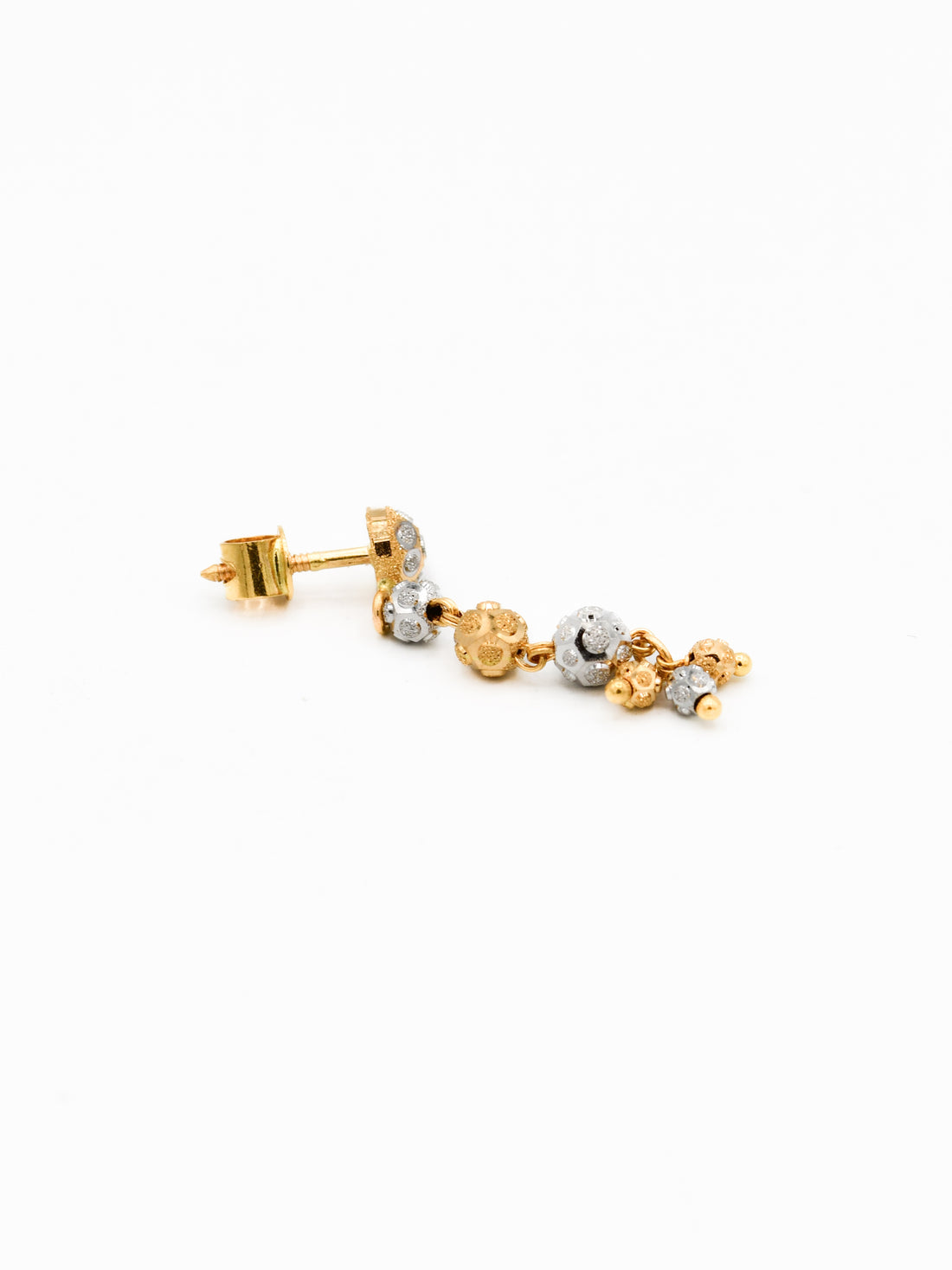 22ct Gold Two Tone Ball Earrings - Roop Darshan
