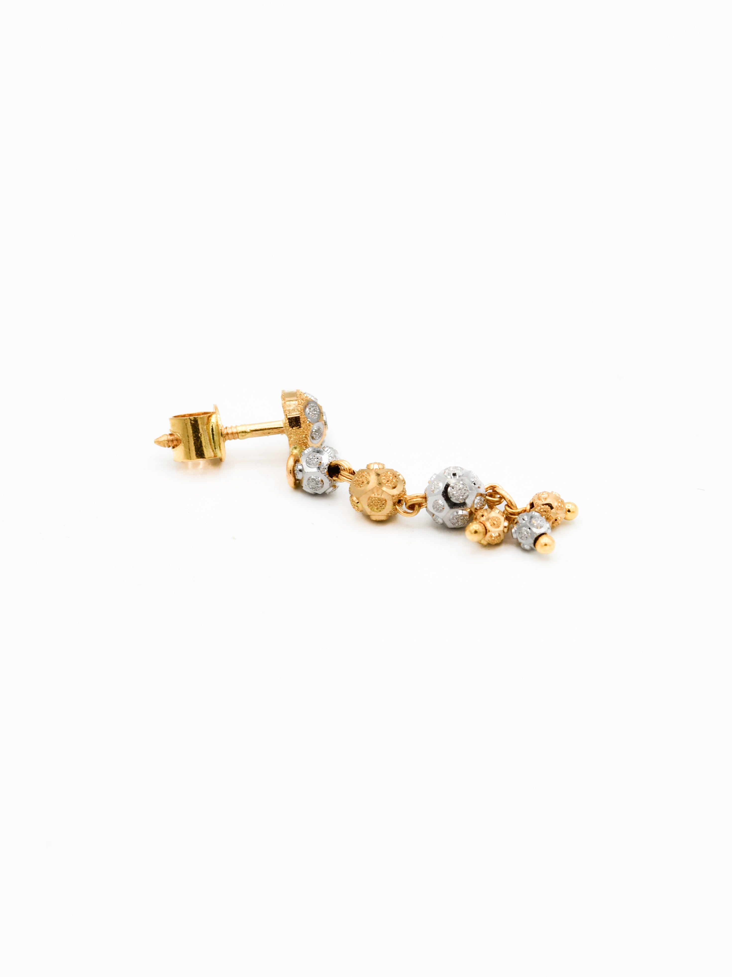 22ct Gold Two Tone Ball Earrings - Roop Darshan